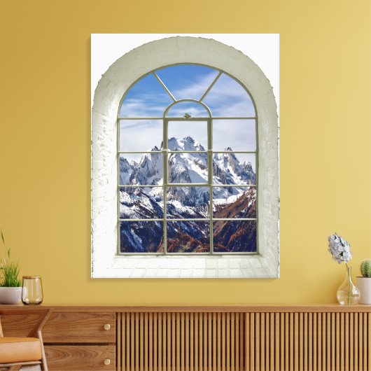 Bergen Uitzicht Kunstmatige Venster Canvas Afdruk (Insitu (Woonkamer))
