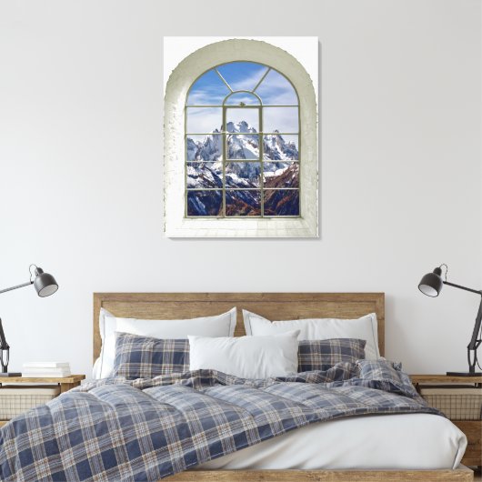 Bergen Uitzicht Kunstmatige Venster Canvas Afdruk (Insitu (Slaapkamer))