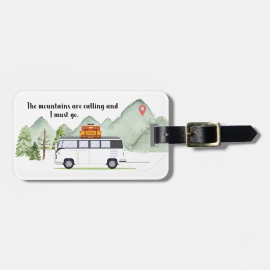 Bergen Vacation Green Rustic Waterverf Bagagelabel (Voorkant horizontaal)