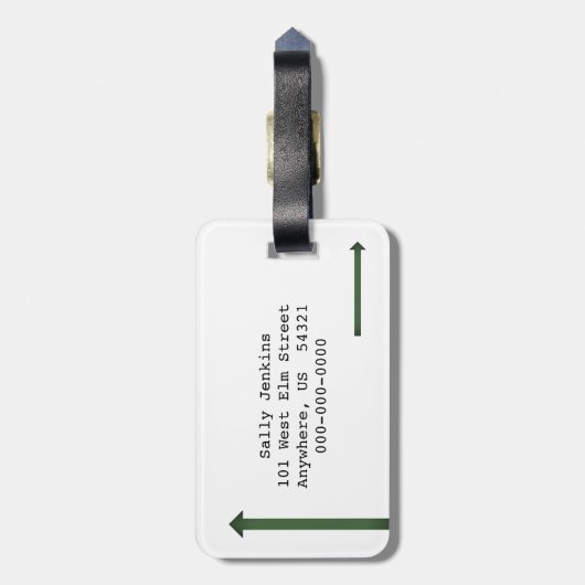 Bergen Vacation Green Rustic Waterverf Bagagelabel (Achterkant verticaal)