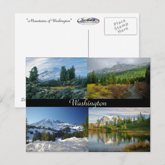 Bergen van het briefkaart Washington (Voorkant / Achterkant)