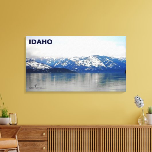 Bergen van het meer canvas afdruk (Insitu (Woonkamer))