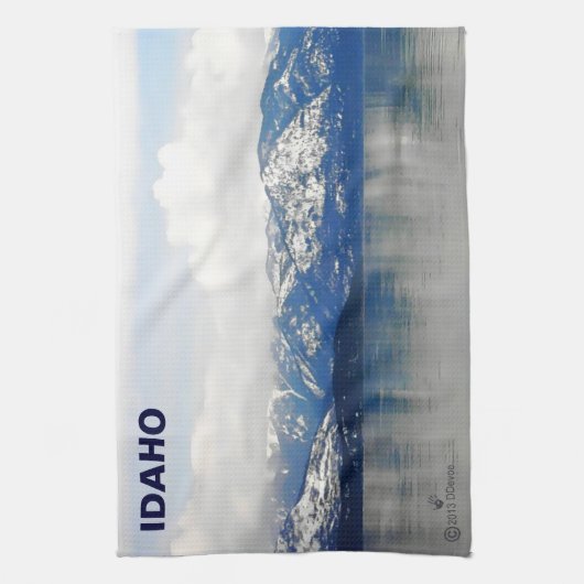 Bergen van het meer theedoek (Verticaal)