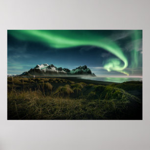 Bergen   Vestrahorngebergte in IJsland Poster