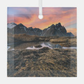 Bergen | Vesturhorn Mountain IJsland Glas Ornament (Voorkant)
