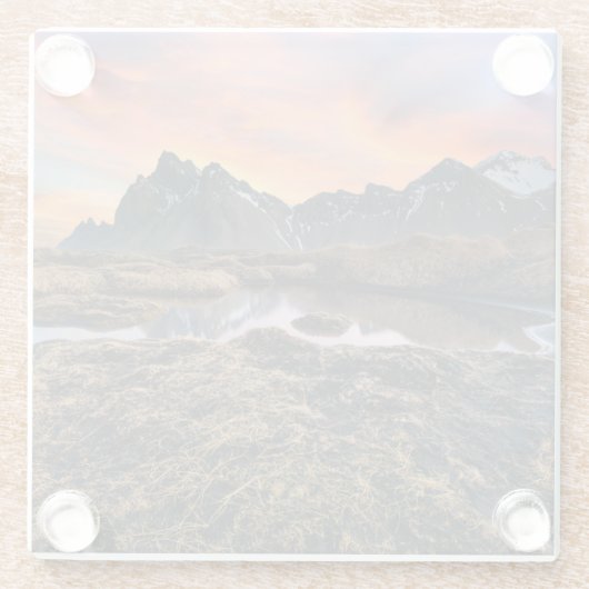 Bergen | Vesturhorn Mountain IJsland Glazen Onderzetter (Achterkant)