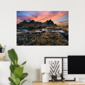 Bergen | Vesturhorn Mountain IJsland Poster (Thuiskantoor)