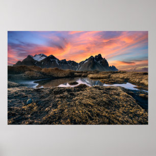 Bergen   Vesturhorn Mountain IJsland Poster