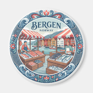 Bergen Vischmarkt (Fisketorget) Noorwegen Magneet