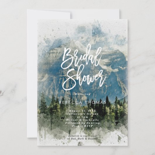 Bergen voor bomen Bruids douche uitnodiging (Voorkant)