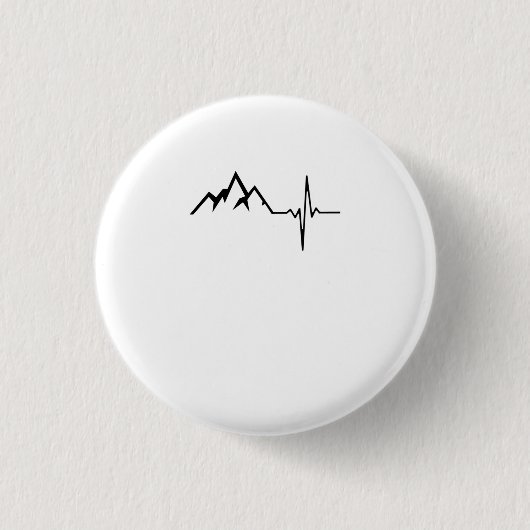 Bergen Wandelen Hartslag Ronde Button 3,2 Cm (Voorkant)