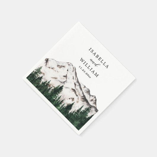 Bergen Waterverf rustieke bos bruiloft Servet (Hoek)