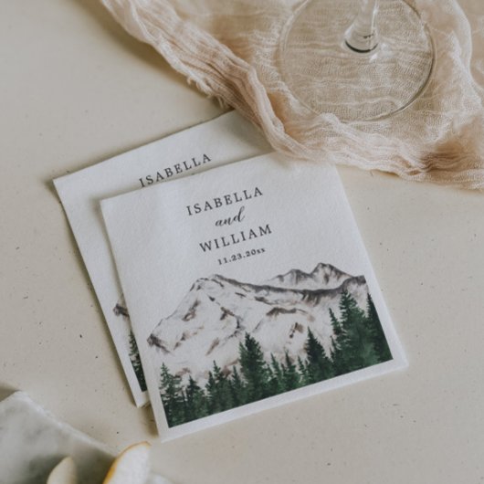 Bergen Waterverf rustieke bos bruiloft Servet