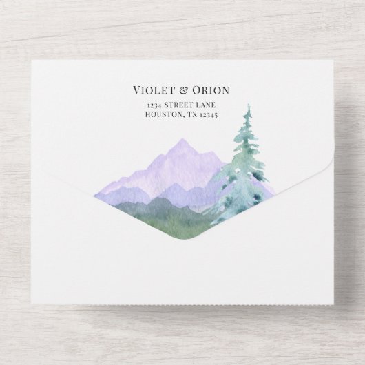 Bergen woestijn Rustic Wedding All In One Uitnodiging (Achterkant)