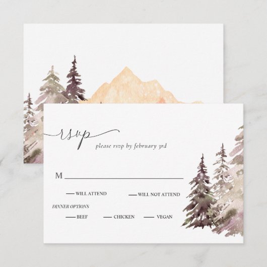 Bergen woestijn Rustic Wedding RSVP Kaart (Voorkant / Achterkant)