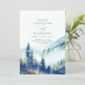 Bergen Woodland Evening Landscape Wedding Kaart (Staand voorkant)