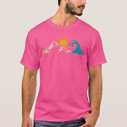 Bergen Zee Wandelen Surfer Klimmen Hiker Natuur T-shirt (Voorkant)