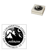 Bergen, zon & maan | Achternaam Retouradres Rubberstempel (Gestempeld)