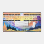 Bergen zonsondergang - 2026 bedrijfskalender bureaumat (Keyboard & Muis)