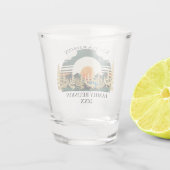 Bergen Zonsondergang Groen Aangepast Kamp Gezinsre Shot Glas (Achterkant)