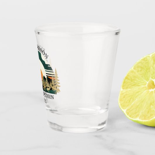 Bergen Zonsondergang Groen Aangepast Kamp Gezinsre Shot Glas (Rechts)