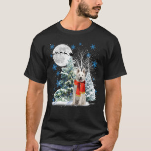 Berger Blanc Suisse onder moonlight Snow - Kerstmi T-shirt