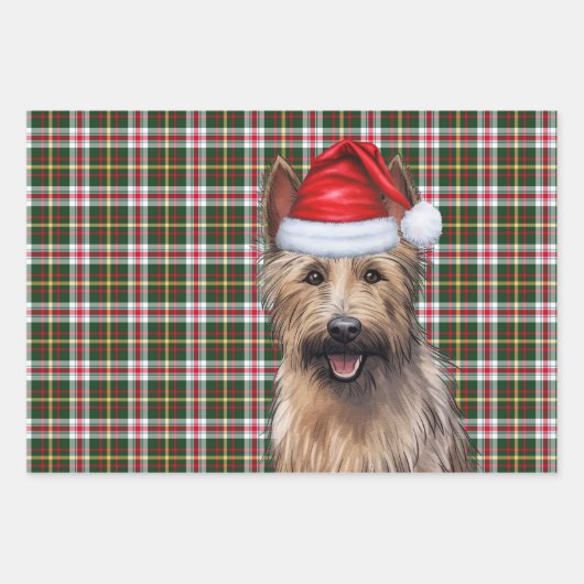 Berger Picard Christmas Dog Holiday Plaid Inpakpapier Vel (Voorkant 2)