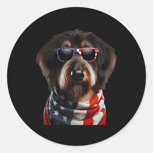 Berger Picard hond 4 juli Amerikaanse onafhankelij Ronde Sticker (Voorkant)