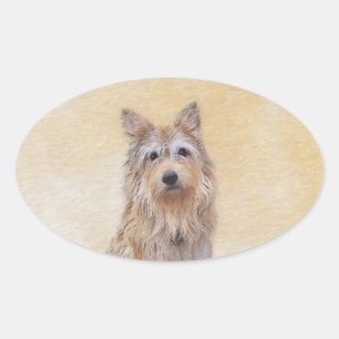 Berger Picard Painting - Cute Original Dog Art Ovale Sticker
