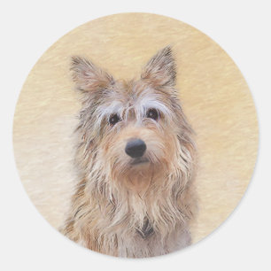 Berger Picard Painting - Cute Original Dog Art Ronde Sticker