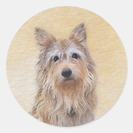 Berger Picard Painting - Cute Original Dog Art Ronde Sticker (Voorkant)