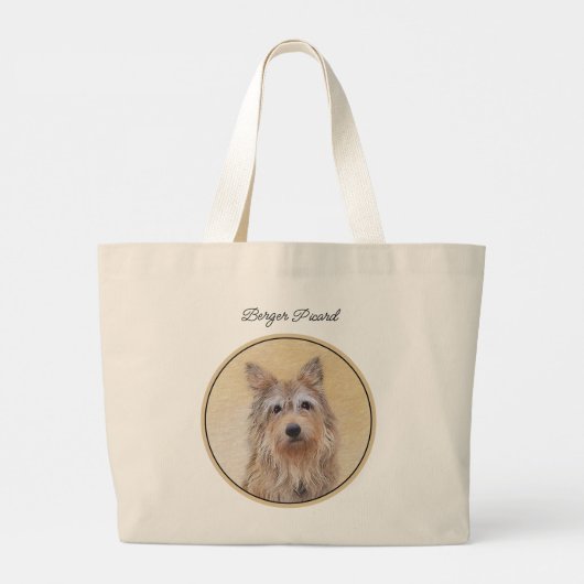 Berger Picard Shepherd Dark Fawn Schilderij Dog Ar Grote Tote Bag (Achterkant)