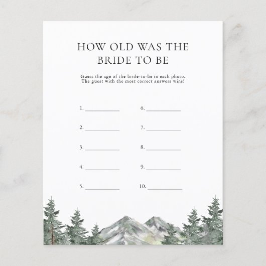 Bergeren hoe oud de bruid was om Kaarten te worden (Voorkant)