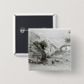 Berger's House, Valparaiso, 1834 Vierkante Button 5,1 Cm (Voorkant /achterkant)