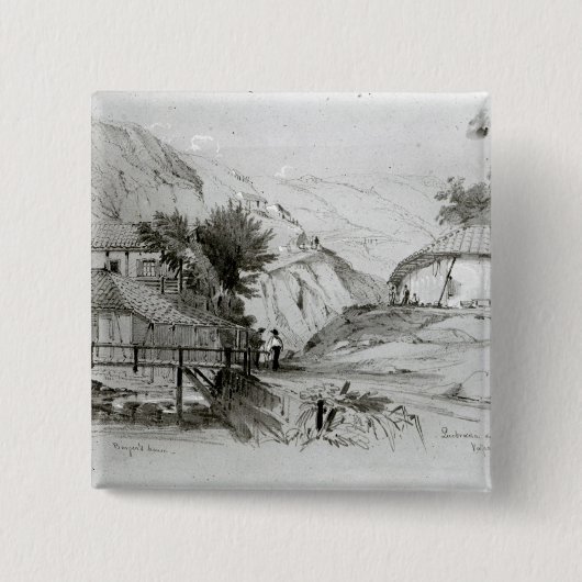 Berger's House, Valparaiso, 1834 Vierkante Button 5,1 Cm (Voorkant)