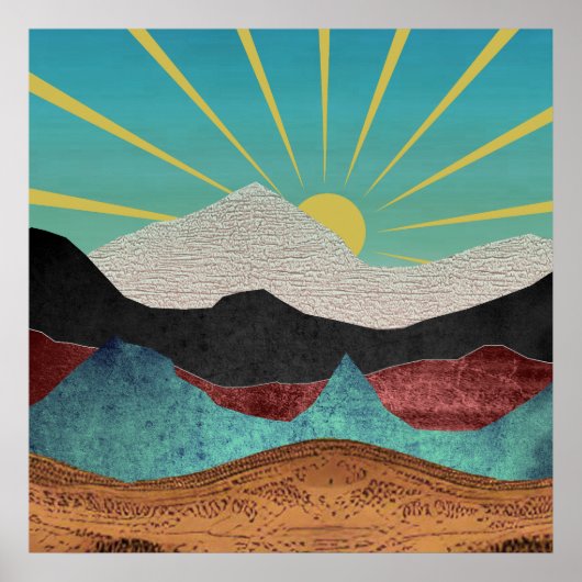 Bergfantasie Zonsopgang Poster (Voorkant)