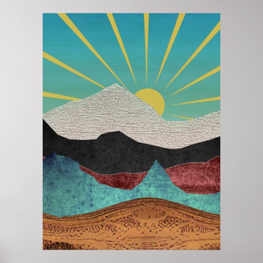 Bergfantasie Zonsopgang Poster (Voorkant)