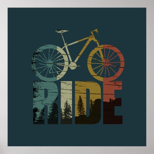 bergfietsen vintage poster (Voorkant)