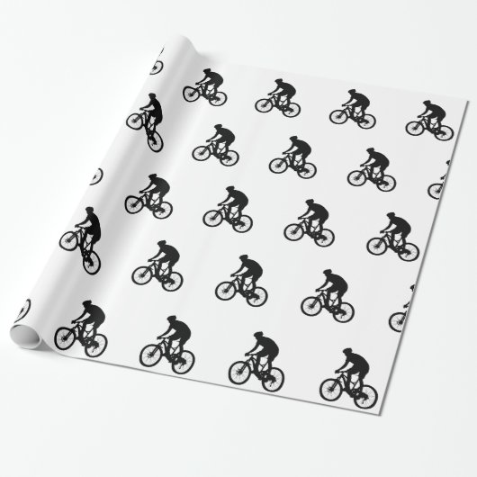 Bergfietsensilhouet - Kies achtergrondkleur Cadeaupapier (Uitgerold)