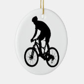 Bergfietsensilhouet - Kies achtergrondkleur Keramisch Ornament (Rechts)