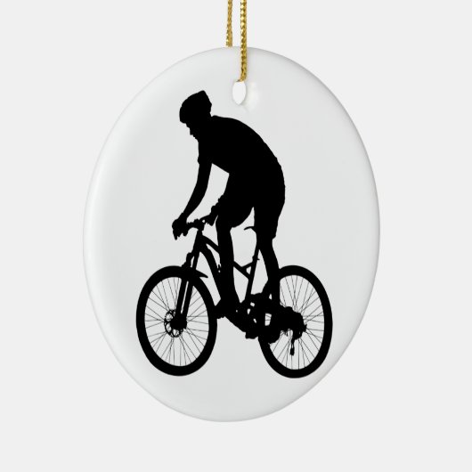 Bergfietsensilhouet - Kies achtergrondkleur Keramisch Ornament (Rechts)
