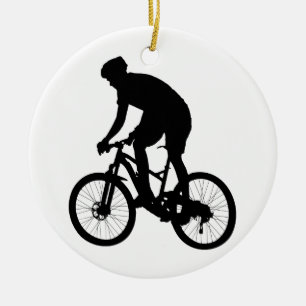 Bergfietsensilhouet - Kies achtergrondkleur Keramisch Ornament