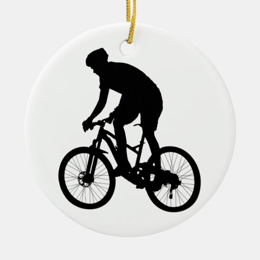 Bergfietsensilhouet - Kies achtergrondkleur Keramisch Ornament (Voorkant)