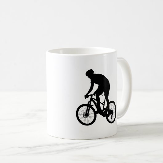 Bergfietsensilhouet - Kies achtergrondkleur Koffiemok (Voorkant rechts)