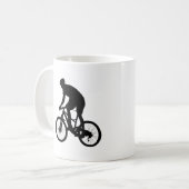 Bergfietsensilhouet - Kies achtergrondkleur Koffiemok (Voorkant links)