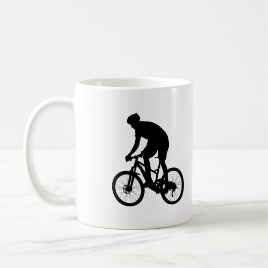Bergfietsensilhouet - Kies achtergrondkleur Koffiemok (Links)