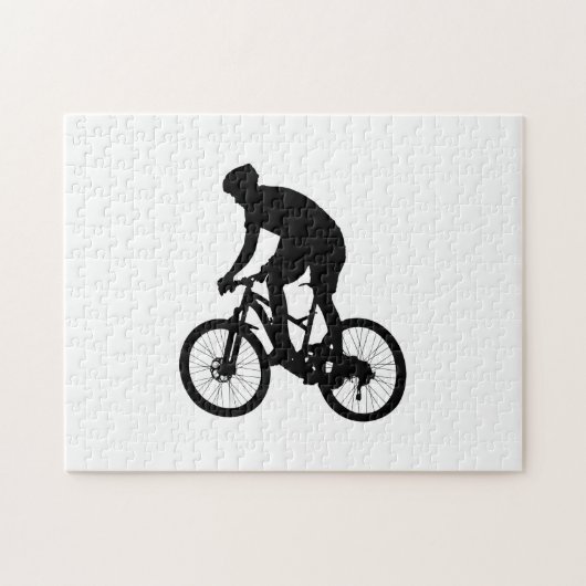 Bergfietsensilhouet - Kies achtergrondkleur Legpuzzel (Horizontaal)