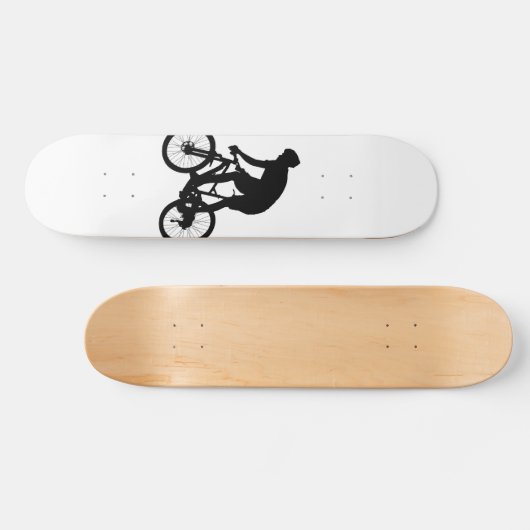 Bergfietsensilhouet - Kies achtergrondkleur Persoonlijk Skateboard (Horizontaal)