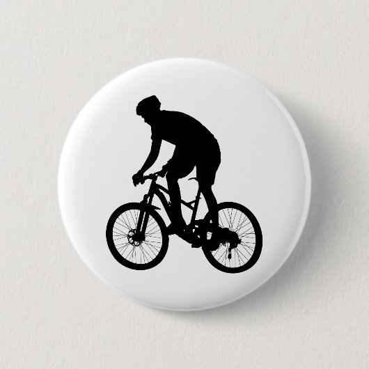 Bergfietsensilhouet - Kies achtergrondkleur Ronde Button 5,7 Cm (Voorkant)