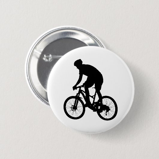 Bergfietsensilhouet - Kies achtergrondkleur Ronde Button 5,7 Cm (Voorkant /achterkant)